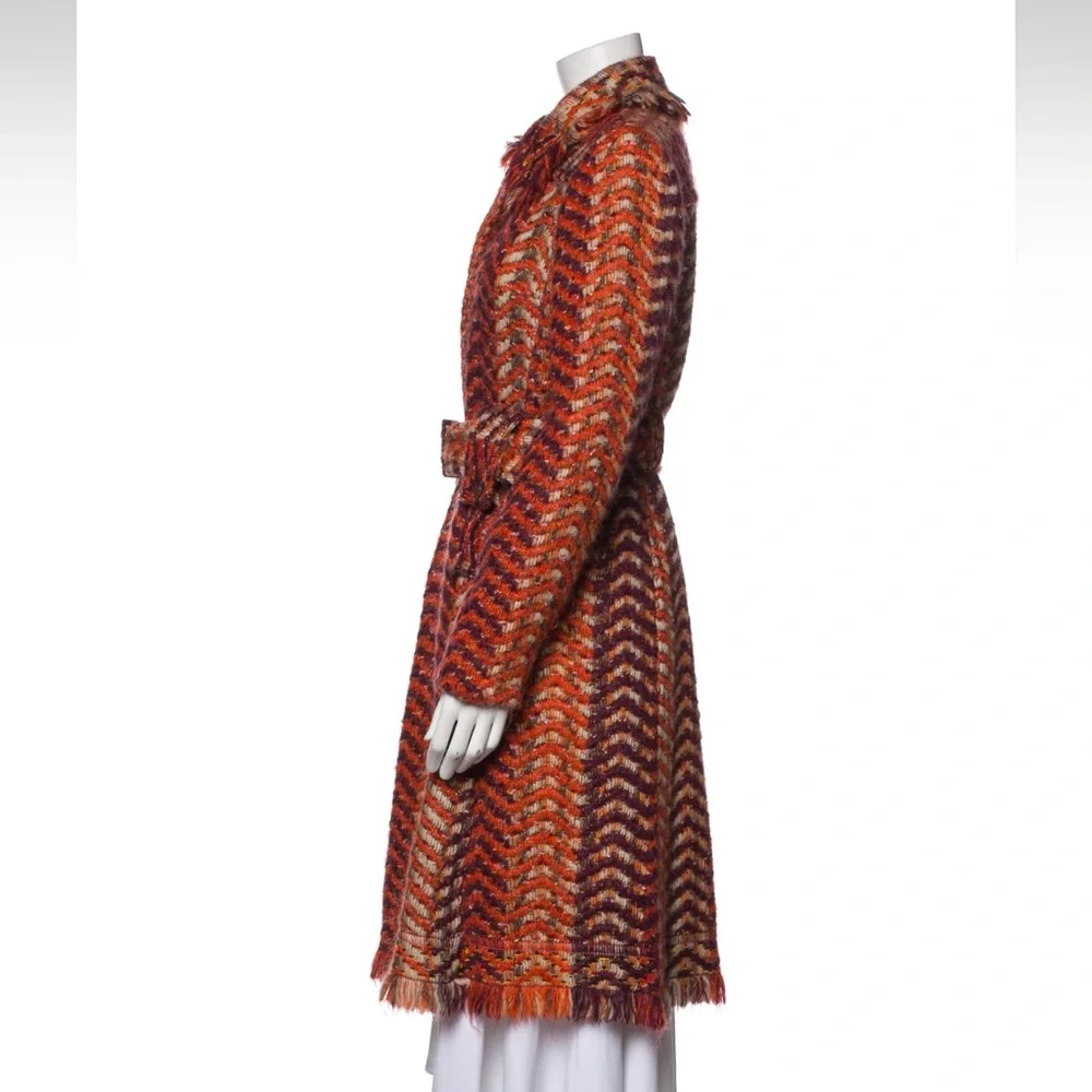 Anna Sui Fall 2006 Burnt Orange Woven Wool Coat RARE size 8 - Picture 3 of 8